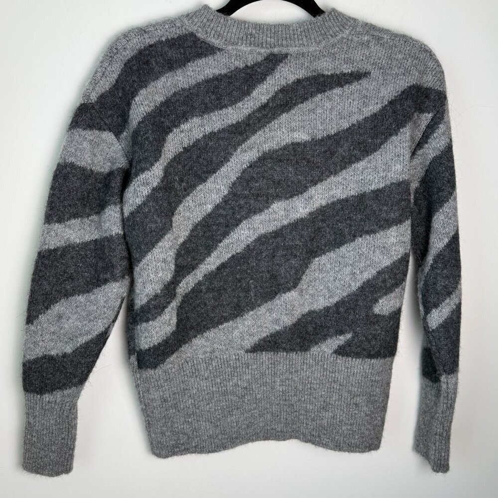 Banana Republic Zebra Wedge Angora Blend Sweater High Neck Gray Size XS - Picture 7 of 9